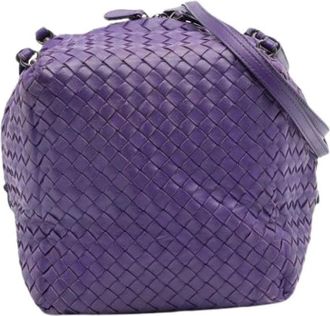 Bottega Veneta Pre-owned Bucket Bags, female, Purple, Size: ONE SIZE Pre-owned Leather Bucket Shoulder Bag