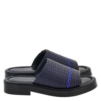 Ferragamo Daian Intreccio Woven Slide Sandals, Size 9