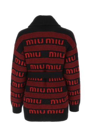 Miu Miu Womens Embroidered Cashmere Oversize Cardigan Exterior: Maglieria Sweater