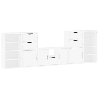 vidaXL Vidaxl - Mobile Tv 5 Pz Con Contenitore Odda Bianco In Legno Di Pino