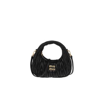 Miu Miu Wander Matelass&eacute; Nappa Leather Hobo Mini-bag, Woman, Black
