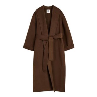 By Malene Birger Belted Coats, female, Brown, Size: S Luxury Wool Coat Trullem Carafe