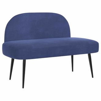 vidaXL Banco Tapizado Con Respaldo Azul Polic&iacute;a 110 X 60 X 76 Cm Vidaxl