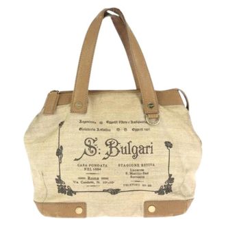 Bulgari Pre-owned Handbags, female, Beige, Size: ONE SIZE Pre-owned Collezione PVC Leather Tote Bag