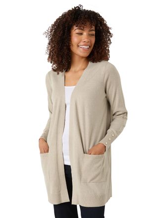 M&Co Womens Brown Button Detail Midi Cardigan - Womens