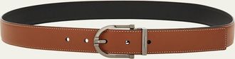 Ferragamo Mens Horseshoe-Buckle Double Adjustable Leather Belt