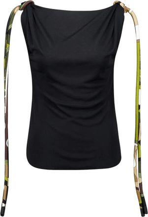 Pucci Vivara-Print Top - Dames - Tops zonder mouwen - Zwart - XS - Nylon - Tops