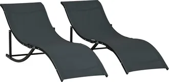 OUTSUNNY Set 2 tumbonas plegables 165x61x63 cm negro