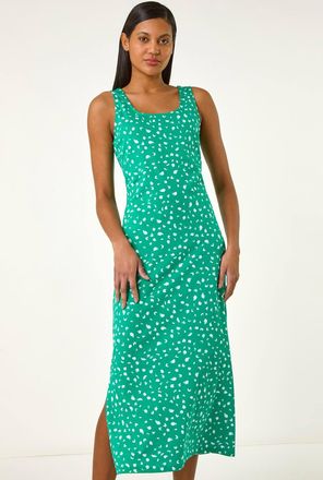 Roman Cotton Speckled Print Midi Dress