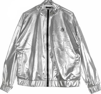 Dolly Noire Zilver Chrome Trainingspak Jas - Dames - Bomber jackets - Grijs - XS - Jassen