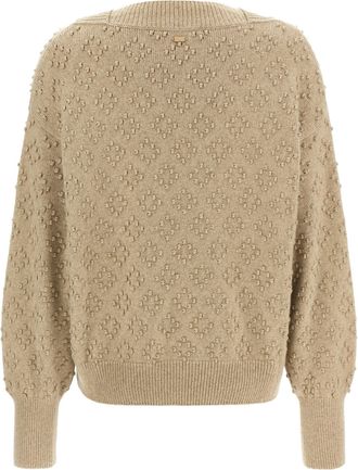 Agnona Embossed Diamond-Knit Cashmere Blend Sweater - Beige