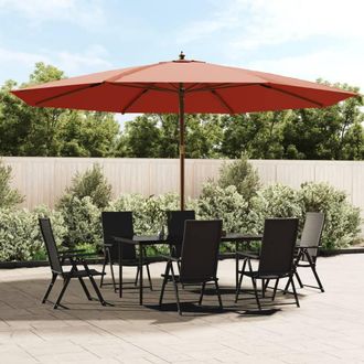 Berkfield Home Garden Parasol with Wooden Pole Terracotta 400x273 cm in Brown