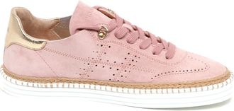 Hogan Geperforeerde Su&egrave;de Schoen met H-Stiksels - Dames - Sneakers - Roze - 36 EU - Su&egrave;de - Schoenen