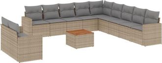 vidaXL Set De Sof&aacute;s De Jard&iacute;n 12 Pzas Y Cojines Rat&aacute;n Sint&eacute;tico Marr&oacute;n Vidaxl