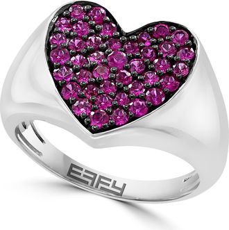 Effy Pav&eacute; Ruby Heart Ring in Red at Nordstrom Rack, Size 7