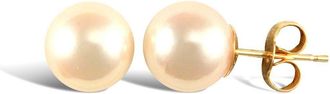 Jewelco London 9ct Gold Akoya Pearl Full Moon Stud Earrings 8.5-9mm - JES339