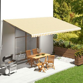 vidaXL Tela De Repuesto Para Toldo Amarillo Y Blanco 6x3,5 M Vidaxl