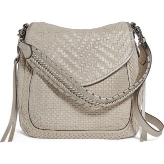 Aim&eacute;e All For Love Novelty Convertible Leather Shoulder Bag in Woven Metallic Sand at Nordstrom