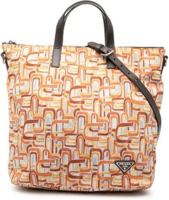 Prada Pre-owned Tote Bags, female, Orange, Size: ONE SIZE Pre-owned Nylon Tote Bag