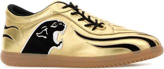Valentino Garavani Mens Gold Leather Sneakers Antiquebralightbianconeroneromiele
