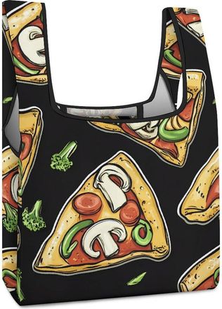 Generic Foods Pizza Shopping Bag Reusable Grocery Tote Bag Foldable Handbag for Travel Picnic