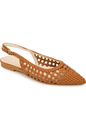 Yosi Samra Womens Vera Slingback Pointed Cap Toe Flat In Whiskey