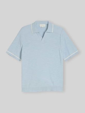 Tom Tailor Regular Fit Poloshirt aus reiner Baumwolle in Strickoptik in Hellblau, Gr&ouml;&szlig;e XXXL