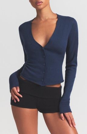SKIMS Featherweight Cashmere Cardigan in Indigo at Nordstrom, Size Medium
