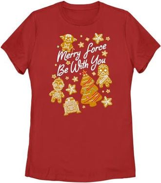 Star Wars Womens Star Wars Christmas Gingerbread Cookies Merry Force Be With You Graphic T-Shirt in Red at Nordstrom, Size Xx-Large