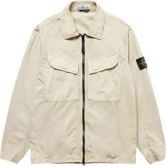 Stone Island Brushed Canvas Zip Overshirt Cream 7715101WN-V0190