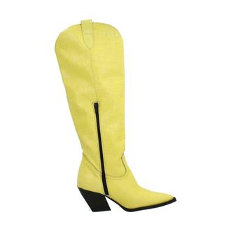 Yellow Western Style High Laarzen - Dames - Schoenen - Geel - Maat: 37 EU