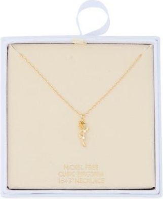 Nordstrom Rack Cubic Zirconia Rose Pendant Necklace in Clear- Gold at Nordstrom Rack