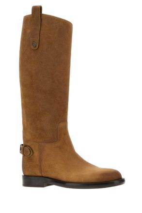 Burberry Womens Camel Suede Cavalier Boots Boat Stivali
