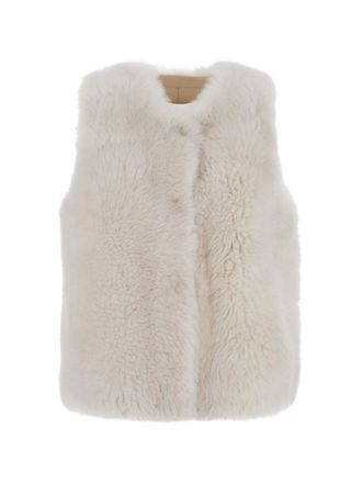 Suprema White Shearling Leather Gilet