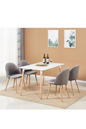 Life Interiors Lucia Halo Dining Set with a Table & Chairs Set of 4 in Grey