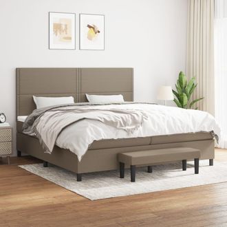 vidaXL Vidaxl - Cama Box Spring Con Colch&oacute;n Tela Gris Taupe 200x200 Cm