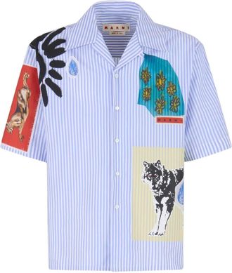 Marni Camicia a righe patchwork - Blu
