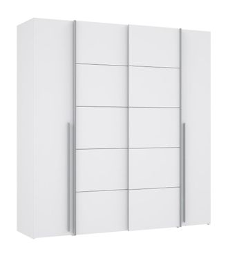 Home Heavenly Armario 200 cm 4 puertas colgadores y estantes en blanco