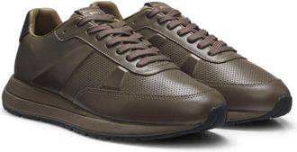BOSS Porsche x leather sneakers with perforated details