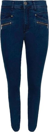 2-Biz Donkere Denim Broek met Ritszakken - Dames - Skinny Jeans - Blauw - S - Denim - Jeans