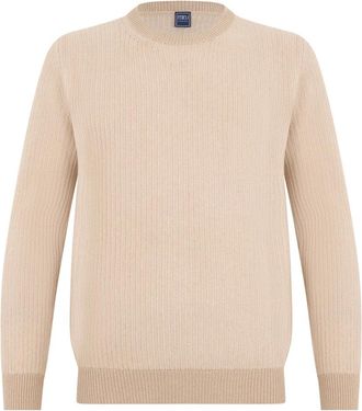 Fedeli Truien & Vesten, Heren, Beige, L, Kasjmier, Trui met ronde hals