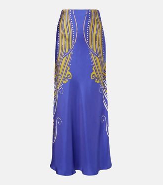 La DoubleJ Sleek printed silk satin maxi skirt