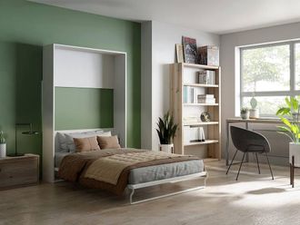 Vente-Unique Retractable Bed 140 X 200 Cm - Manual Vertical Opening - White | Size: Double
