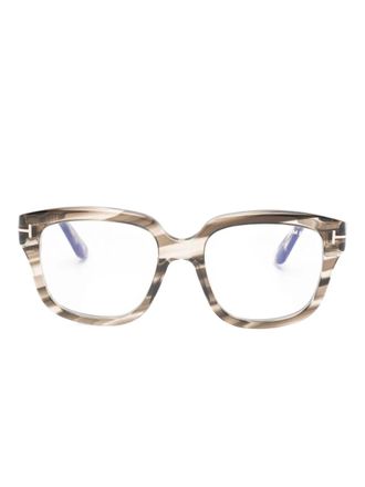 Tom Ford Eyewear stripe geometric glasses - Brown