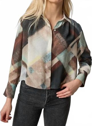 Lilla P Collared Button Down Shirt In Cappuccino Plai