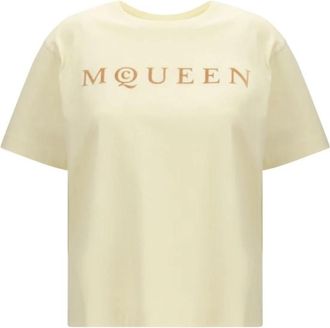 Alexander McQueen Bicolor Katoenen T-Shirt - Dames - T-shirts - Beige - XS - Katoen - Tops