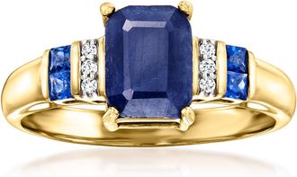 Ross-Simons Sapphire Ring With Diamonds in 14kt Yellow Gold