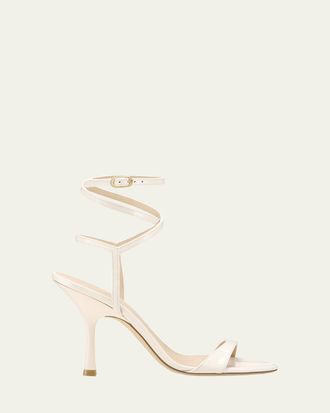 Stuart Weitzman Nudist Patent Ankle-Strap Sandals