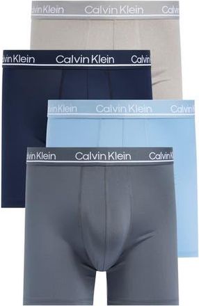 Calvin Klein Micro Plush 4-Pack Boxer Briefs in Grey/Blue Multi at Nordstrom Rack, Size Small
