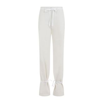 Christophe Lemaire Chalk White Cotton Straight Pants